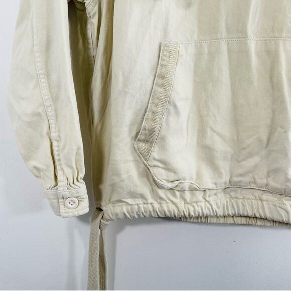 American Eagle Utility Hoodie Cream Tan Military Oversized Canvas Small - Picture 8 of 11